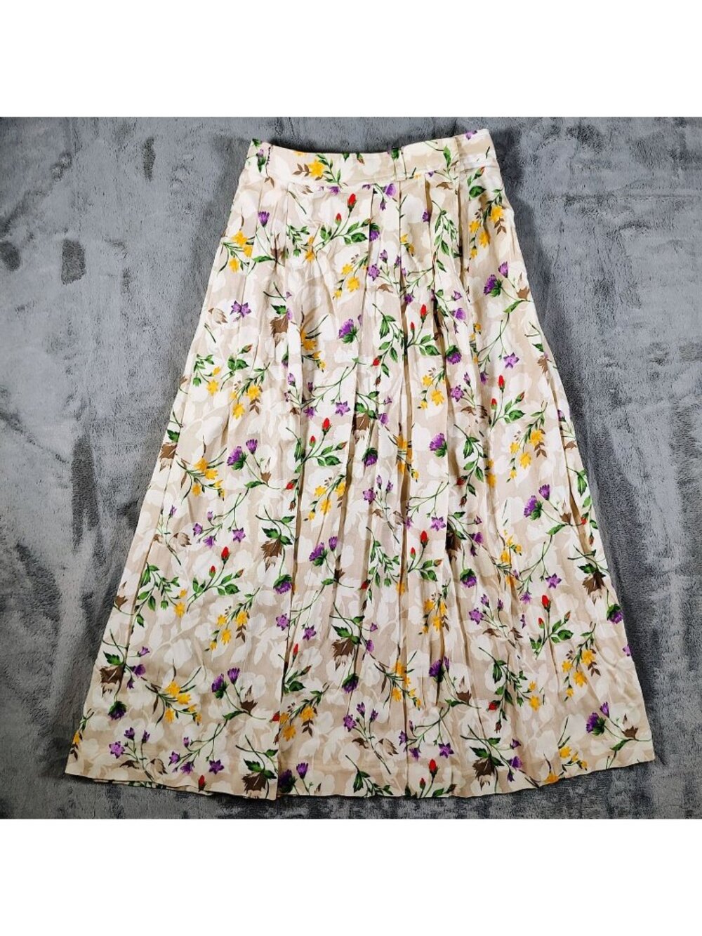 Vintage 1990s Evan-Picone Womens Floral Pleated 100% Rayon Maxi Skirt (Size 6)